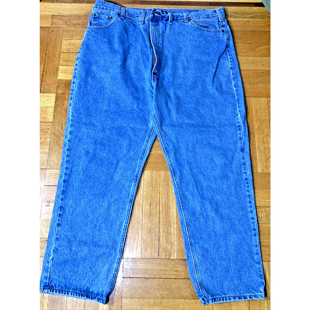 Vtg Carhartt Mens Straight Fit Lined Denim Jeans Blue Workwear Size 44 x 30